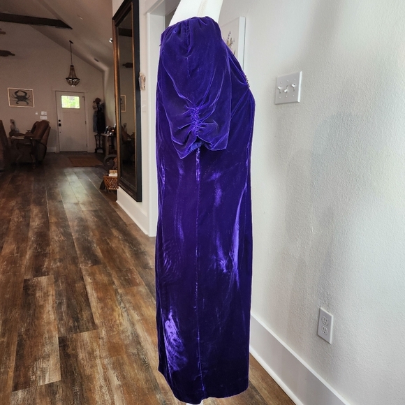 Cachet By Bari Protas Vintage Velvet Dress Purple With Shoulder Pads - Picture 6 of 10